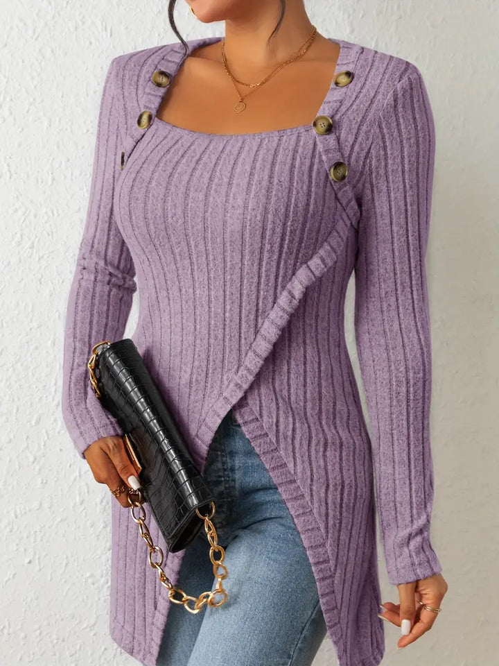 Elina – Den Sofistikerede Sweater med Knapdetaljer