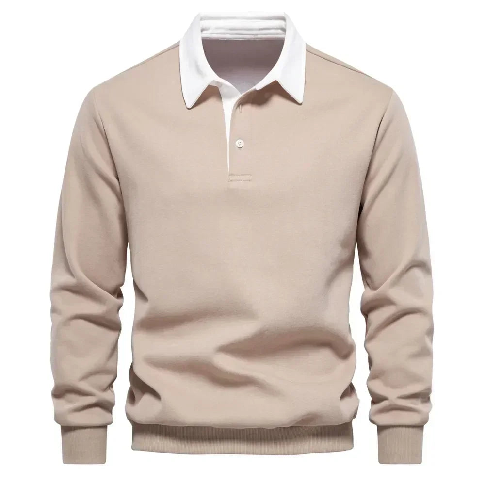 Mikkel - idløs Sweatshirt med Polokrave