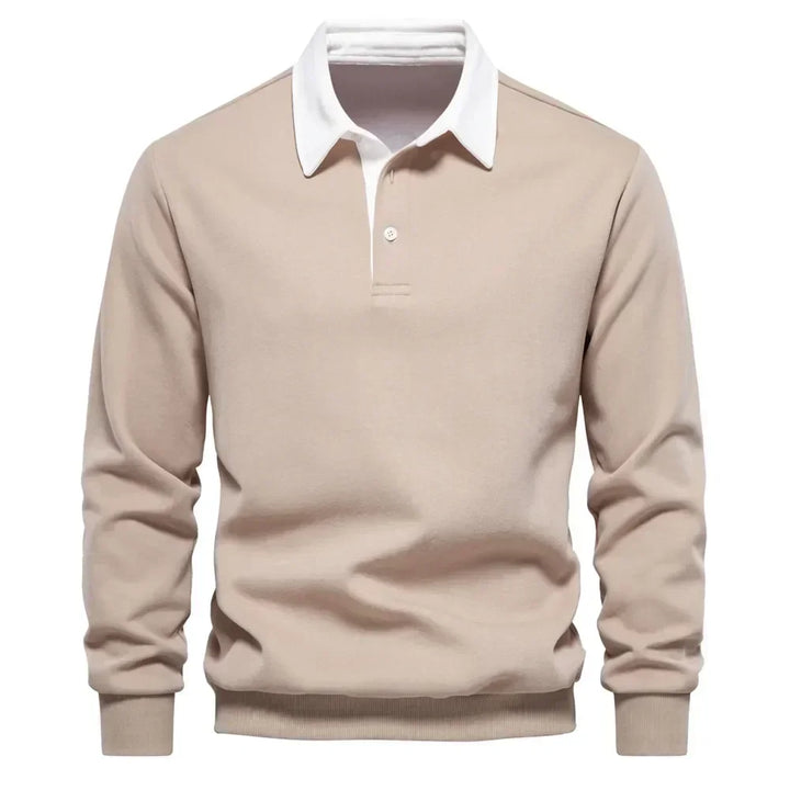 Mikkel - idløs Sweatshirt med Polokrave