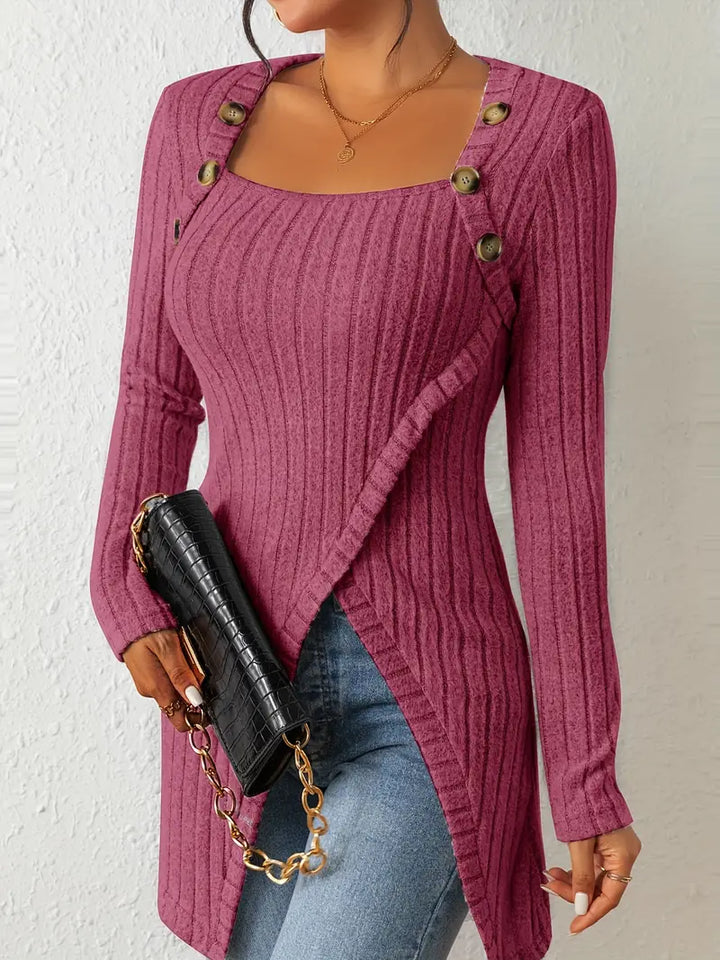 Elina – Den Sofistikerede Sweater med Knapdetaljer