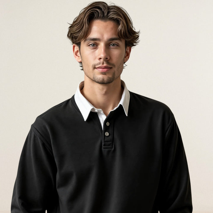 Mikkel - idløs Sweatshirt med Polokrave
