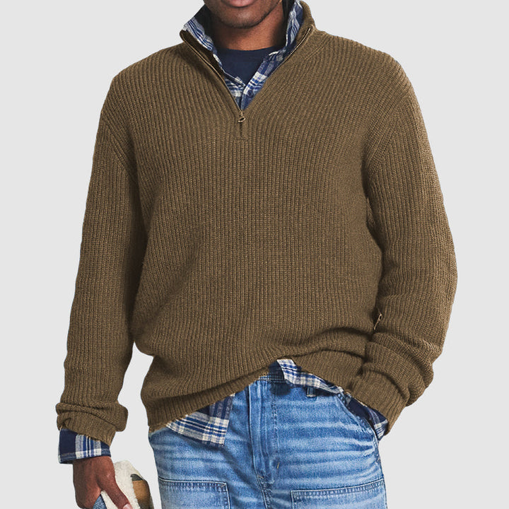 Jonas – Den Strikkede Half-Zip Sweater til Hverdagsbrug