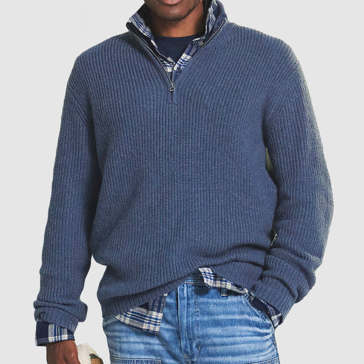Jonas – Den Strikkede Half-Zip Sweater til Hverdagsbrug