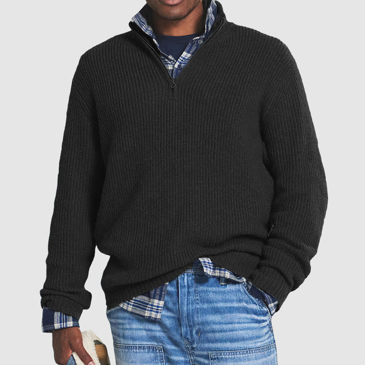 Jonas – Den Strikkede Half-Zip Sweater til Hverdagsbrug